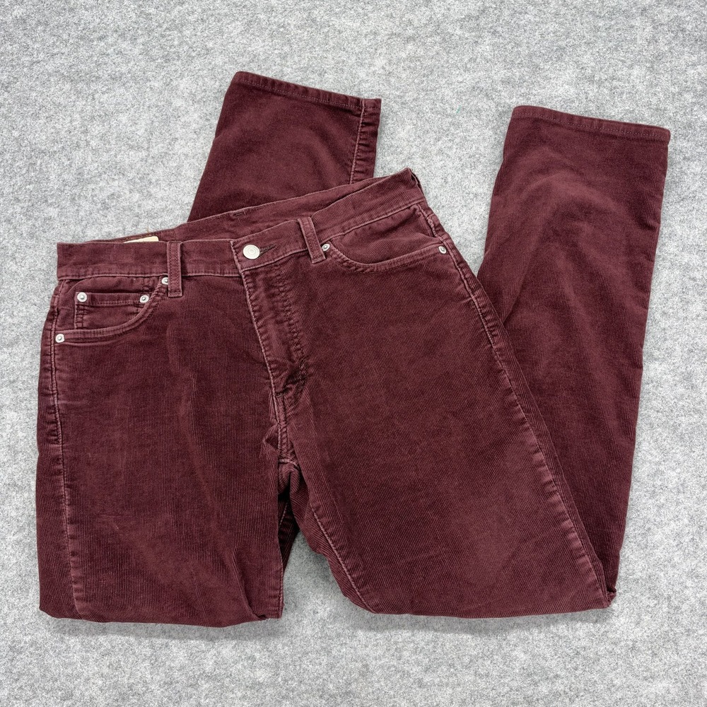 Levis Premium 511 Pants Mens 30x30 Red Corduroy Chino Slim Straight 5 Pocket